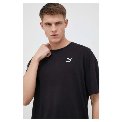 Bavlnené tričko Puma 538070-88, čierna farba, jednofarebné
