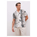DEFACTO Modern Fit Polo Neck Patterned Printed Fabric Short Sleeve Shirt