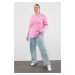 Trendyol Curve Pink Ribbed Crew Neck Knitwear Sweater