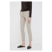 Nohavice Sisley dámske, béžová farba, rovné, stredne vysoký pás