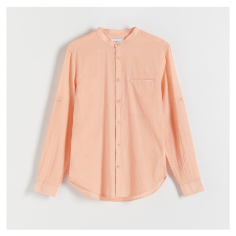 Reserved - Hladká košeľa slim fit - Oranžová