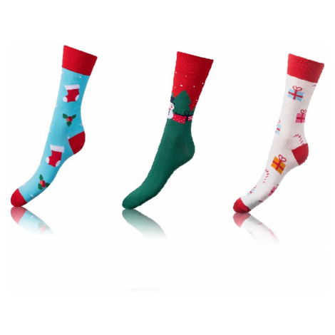 Zábavné crazy ponožky 3 páry - světle modrá - zelená - bílá Bellinda