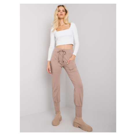 Sweatpants-RV-DR-7341.30P-dark beige Rue Paris