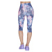 MODRO-RUŽOVÉ KVETINOVÉ 3/4 LEGÍNY SKECHERS GO WALK HIGH WAISTED SUMMER ROSE CAPRI LEGGINS CP1-NV