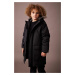 DEFACTO Boy&#39;s Hooded Water Repellent Plush Lining Long Coat