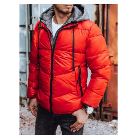 Pánska prešívaná bunda na zimu v červenej farbe DStreet