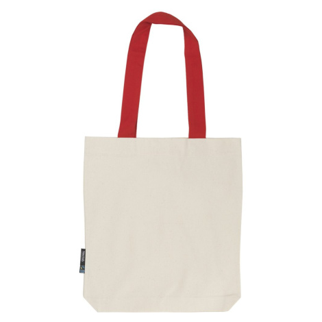Neutral Nákupná taška s farebnými uškami z organickej Fairtrade bavlny - Prírodná / červená