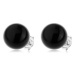 Náušnice zo striebra 925, lesklá guľatá perla čiernej farby, 10 mm