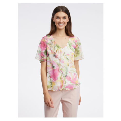 Pink-white women's floral blouse ORSAY - Ladies
