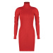 Trendyol Red Mini Knitwear Turtleneck Sleeve Shirring Detailed Dress