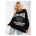 Black sweatshirt with print and round neckline