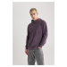 DEFACTO Regular Fit Hooded Washed Faded Effect Basic Plain Sweatshirt