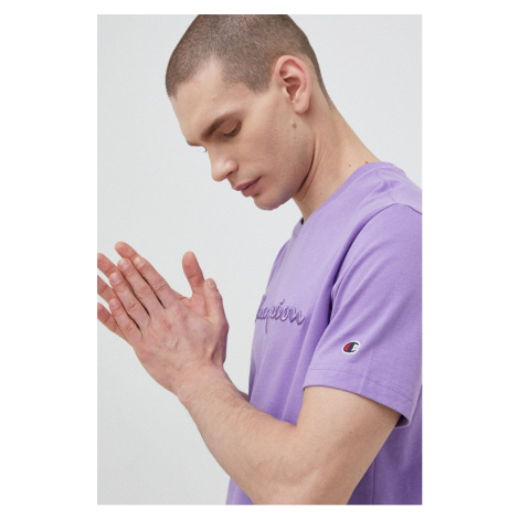 Bavlnené tričko Champion fialová farba, jednofarebné