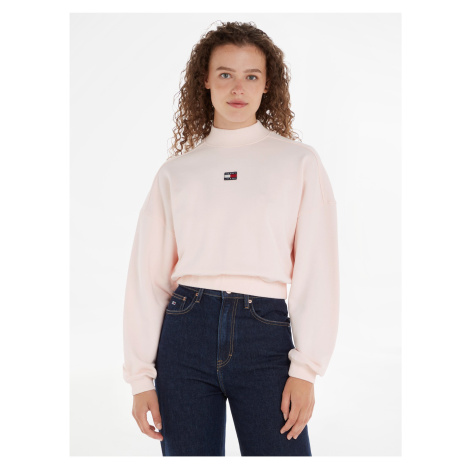 Light pink Women's Sweatshirt Tommy Jeans TJW BXY CRP XS Badge Mockn - Ladies Tommy Hilfiger