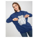 Navy blue sweatshirt with teddy bear and appliqué