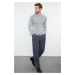 Trendyol Gray Slim Fit Slim Cut Half Turtleneck Raglan Sleeve Plain Basic Knitwear Sweater