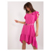 Dark pink flared dress with ruffles