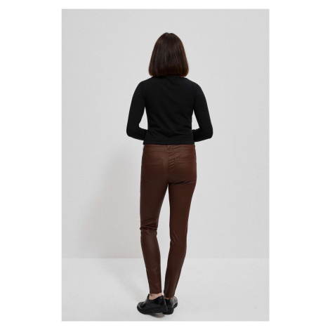 Viscose narrow trousers - brown Moodo