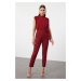 Trendyol Claret Red Sleeveless Ruffle Collar Maxi Woven Jumpsuit