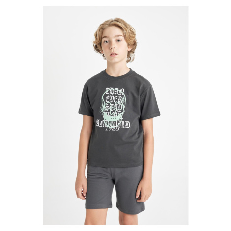 DEFACTO Boy's Crew Neck Printed Short Sleeve T-Shirt