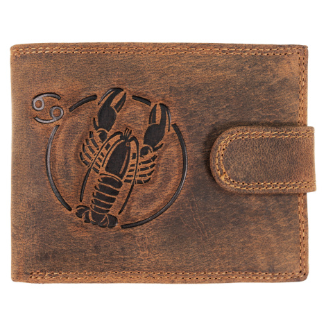 Wild Luxusná pánska peňaženka s prackou s obrázkom znamení zverokruhu - Rak - hnedá