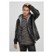 Men's Faux Leather Fleece Jacket - Black/Grey