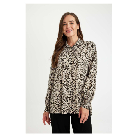 DEFACTO Relax Fit Leopard Print Long Sleeve Shirt