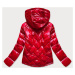 Červená prešívaná dámska bunda s kapucňou (B9562)