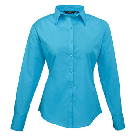 Premier Workwear Dámska košeľa s dlhým rukávom PR300 Turquoise -ca. Pantone 312