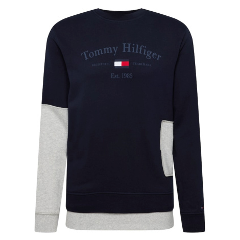 Tommy Jeans Mikina  námornícka modrá / sivá melírovaná / červená / biela Tommy Hilfiger