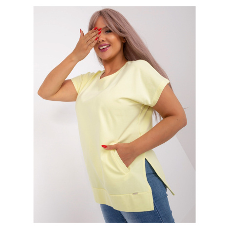 Light yellow blouse plus size with pockets