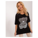 Black oversize T-shirt with teddy bear appliqué