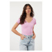 Trendyol Pink Fitted Cotton Stretch Knitted Blouse