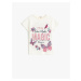 Koton T-Shirt Crew Neck Short Sleeve Butterfly Printed Cotton