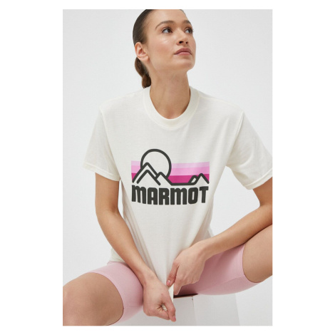 Tričko Marmot dámsky, béžová farba