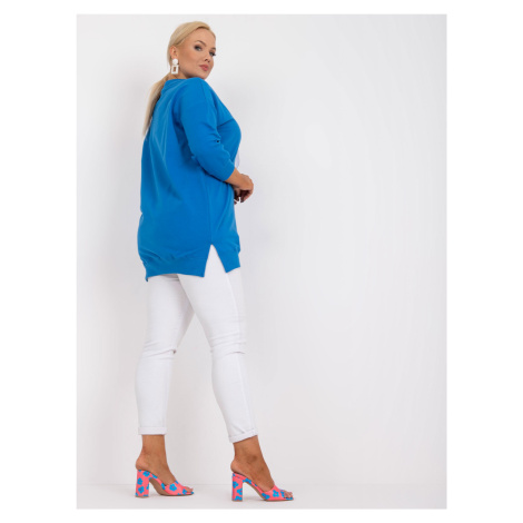 Blue short tunic of larger size made of cotton Sylviane