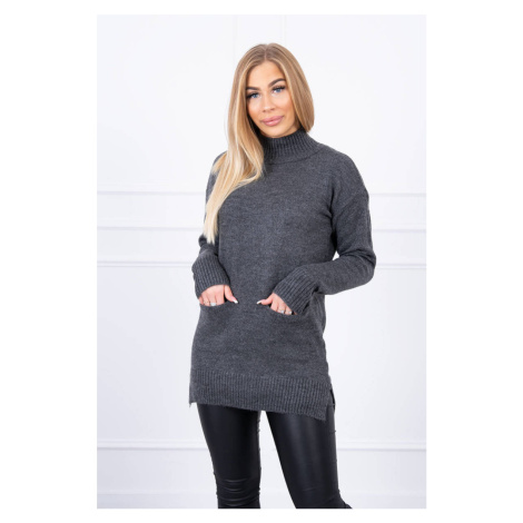 Sweater with graphite stand-up collar