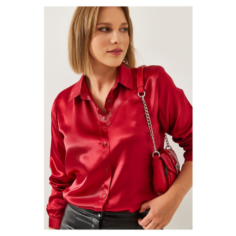 Bianco Lucci Women's Basic Satin Shirt 3964