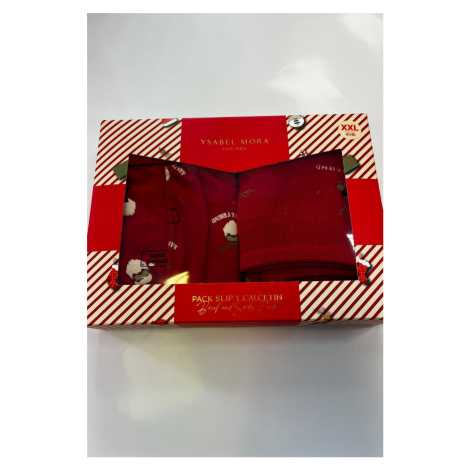 VIANOČNÉ BOXERKY+PONOŽKY 20385 Červená Ysabel Mora