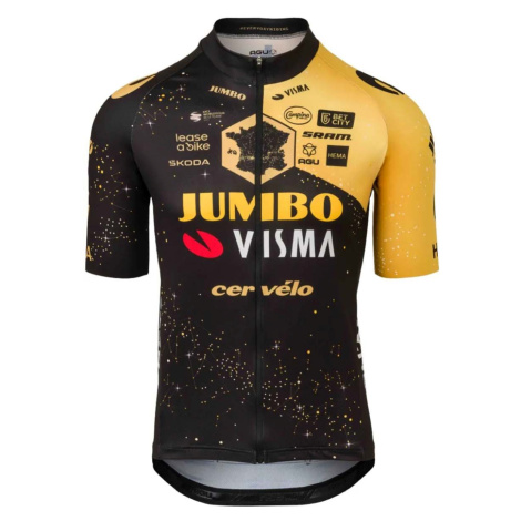 AGU Cyklistický dres s krátkym rukávom - AGU JUMBO-VISMA VELO - čierna/žltá