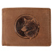 HL Luxusná kožená peňaženka 3D VLK - hnedá