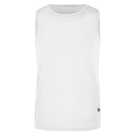 James & Nicholson Pánske športové tričko bez rukávov JN305 - Biela / biela