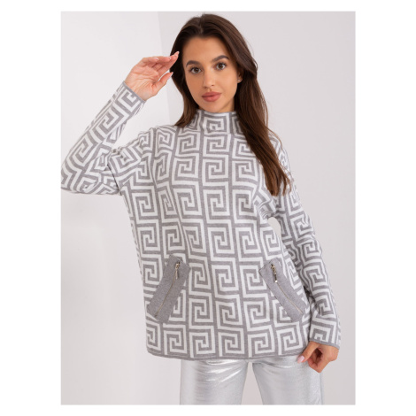 Women's off-white turtleneck with patterns