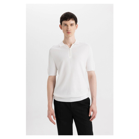 DEFACTO Slim Fit Slim Cut Short Sleeve Basic Plain Knitwear Polo T-Shirt