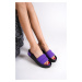 Capone Outfitters Capone Quilted Strap, Colorful Detailed Wedge Heel Matte Satin Purple Women's 