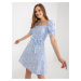 White and blue summer dress with short sleeves