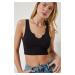 Happiness İstanbul Women's Black Strappy Crop Knitted Blouse