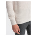 Krémový pánsky sveter s golierom Ombre Clothing