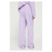 Bavlnené nohavice HUGO fialová farba, s potlačou