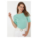 Trendyol mint Ribbed Fitted Crew Neck Stretchy Knitted Blouse